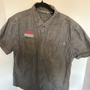Harley-Davidson Gray Short-Sleeve Work Shirt with Red Logo